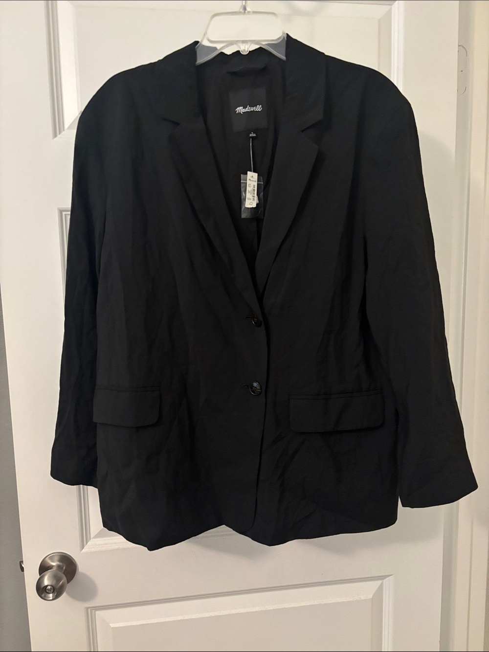 Madewell Black Relaxed Blazer SZ L relaxed fit drop shoulders two-button NWT